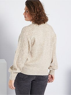 Camisola com mangas tricô - Kiabi