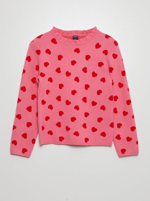 Camisola com motivo e gola com frufrus - Kiabi