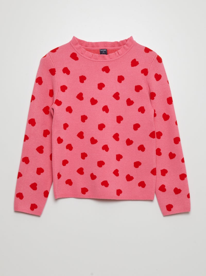 Camisola com motivo e gola com frufrus ROSA - Kiabi