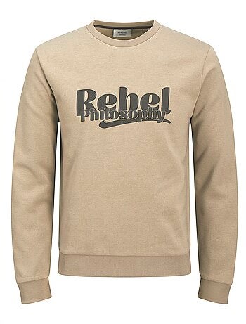 Camisola com motivo "rebel" de gola redonda em algodão