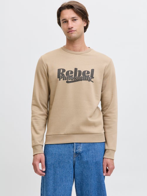Camisola com motivo "rebel" de gola redonda em algodão - Kiabi