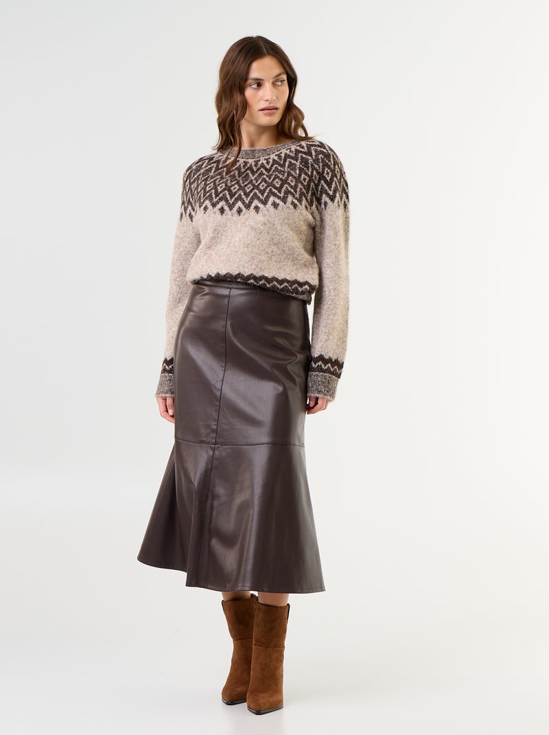 Camisola com padrão Bege - Kiabi