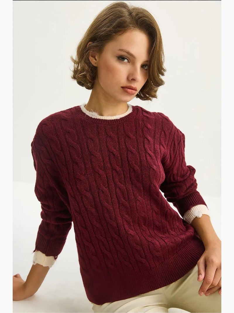 Camisola com padrão de trança lucci Vermelho caxemira - Kiabi