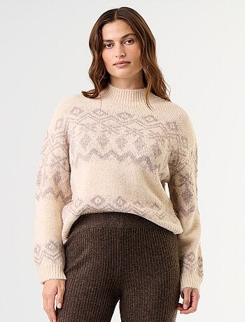 Camisola com padrão em malha grossa