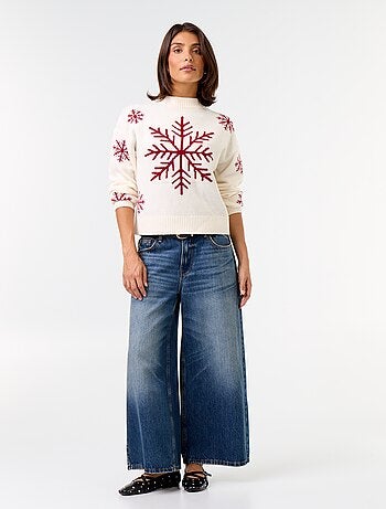 Camisola com padrão em malha grossa