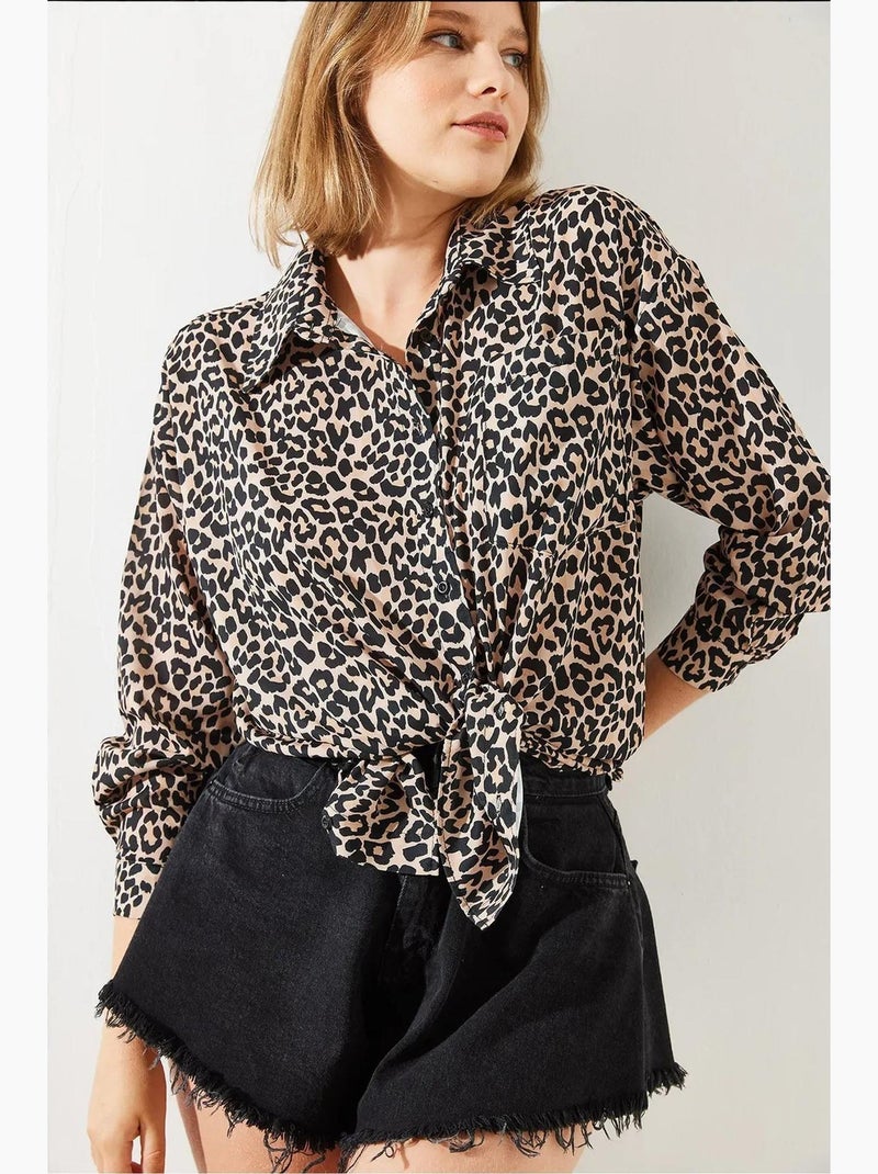 Camisola com padrão leopardo mbms lucci Bege natural - Kiabi