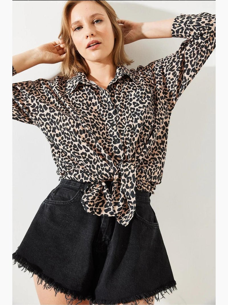 Camisola com padrão leopardo mbms lucci Bege natural - Kiabi