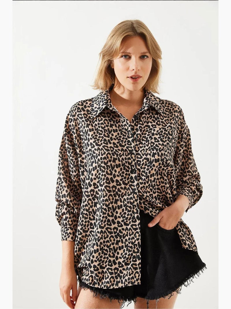 Camisola com padrão leopardo mbms lucci Bege natural - Kiabi