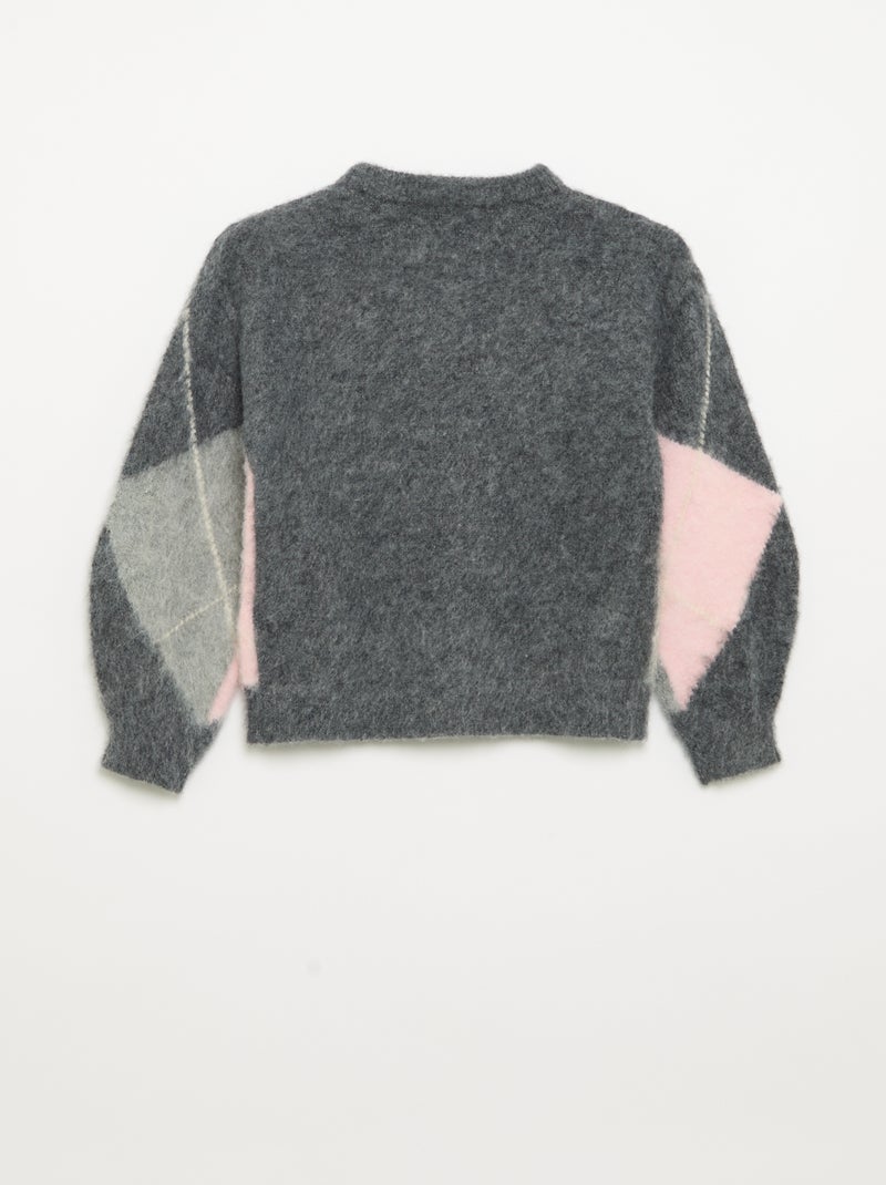 Camisola com padrões de losangos Cinza - Kiabi