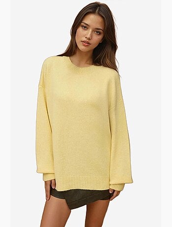 Camisola comprida de malha grossa com decote redondo hiccup
