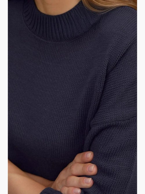 Camisola comprida de malha grossa com decote redondo hiccup - Kiabi Camisola comprida de malha grossa com decote redondo hiccup - Kiabi