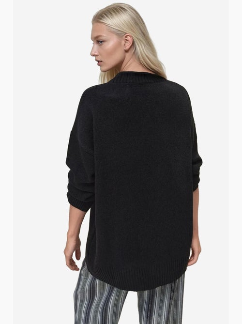 Camisola comprida de malha grossa com decote redondo hiccup - Kiabi