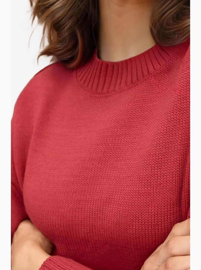 Camisola comprida de malha grossa com decote redondo hiccup Vermelho escuro - Kiabi