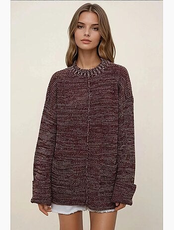 Camisola comprida de malha texturada de corte descontraído com bolsos hiccup