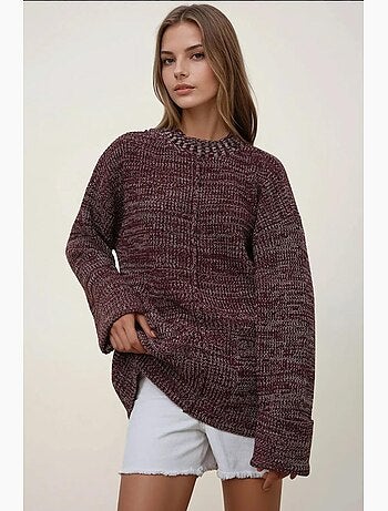 Camisola comprida de malha texturada de corte descontraído com bolsos hiccup