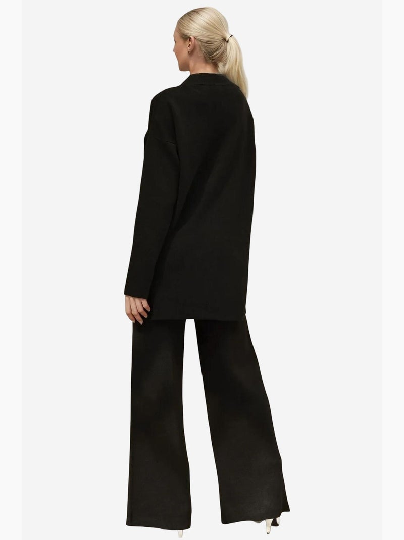 Camisola comprida e conjunto coordenado de malha com cintura subida e perna larga hiccup Preto - Kiabi