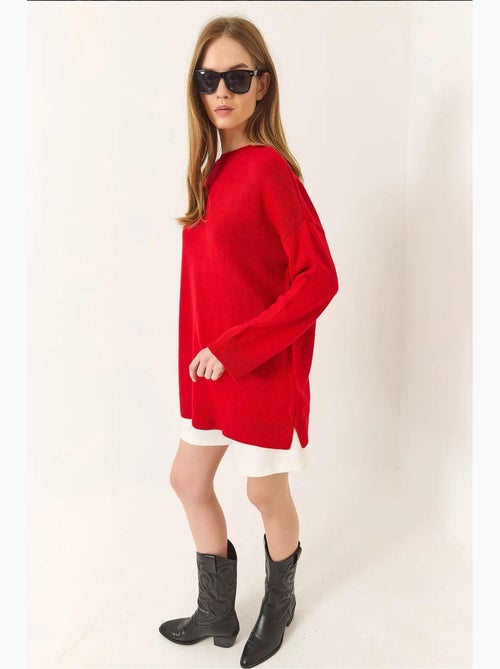 Camisola comprida oversized com gola redonda lucci - Kiabi Camisola comprida oversized com gola redonda lucci - Kiabi