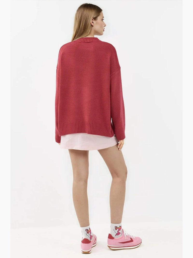 Camisola cozy de gola redonda hiccup Rosa-escuro - Kiabi