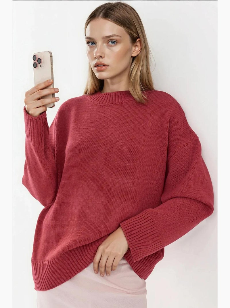 Camisola cozy de gola redonda hiccup Rosa-escuro - Kiabi