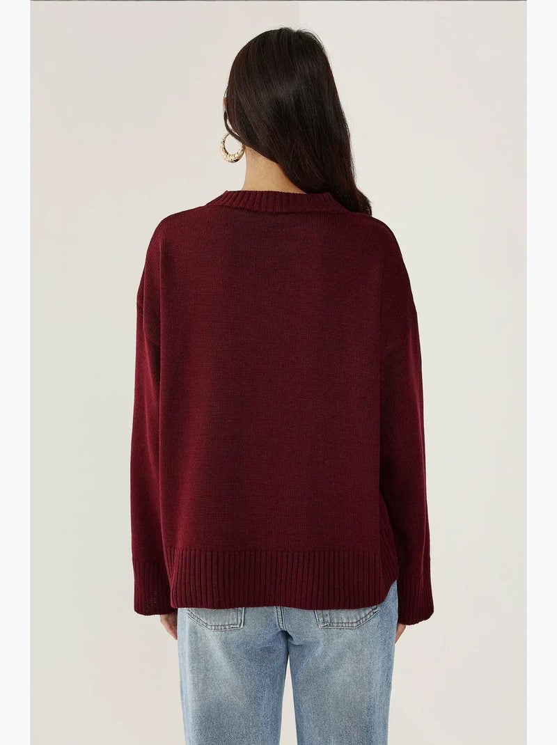 Camisola cozy de gola redonda hiccup Vermelho bordô - Kiabi