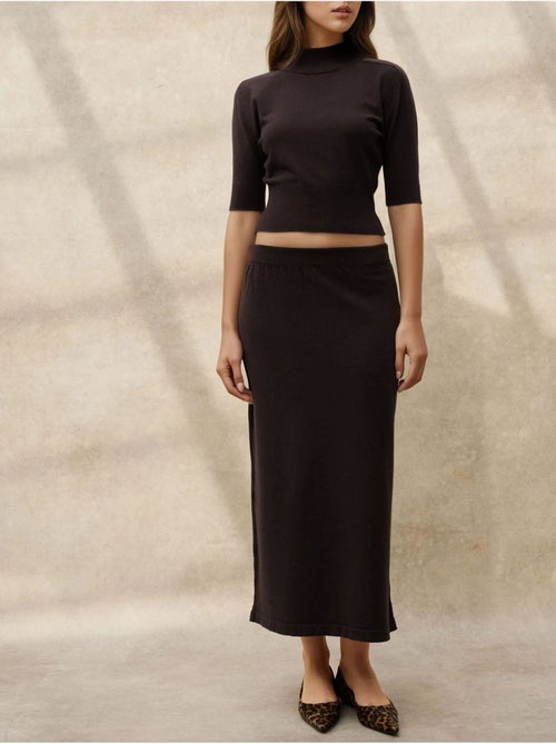 Camisola crop de gola alta texturada hiccup - Kiabi Camisola crop de gola alta texturada hiccup - Kiabi