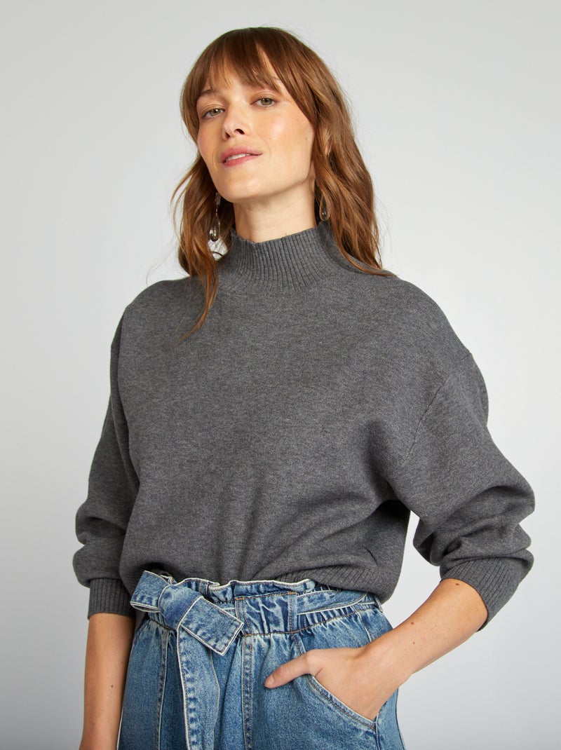 Camisola crop-top larga CINZA - Kiabi