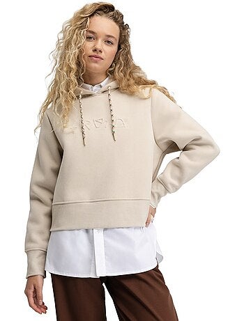 Camisola cropped com capuz para mulher