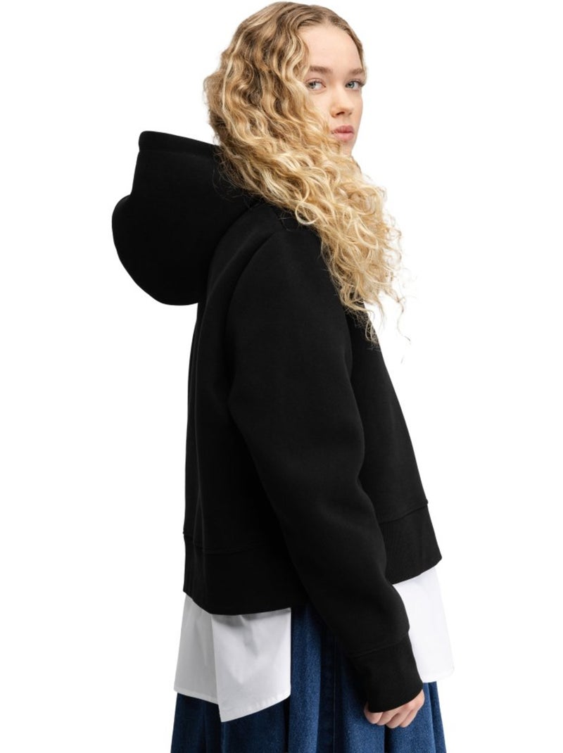Camisola cropped com capuz para mulher Preto - Kiabi