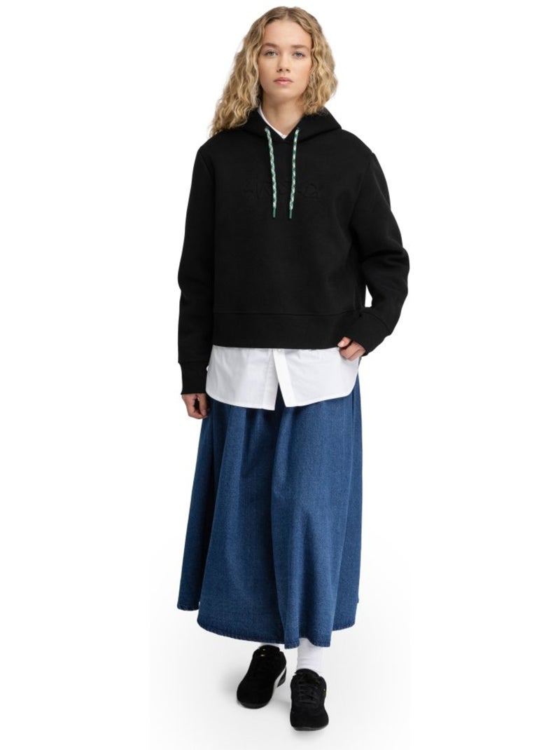 Camisola cropped com capuz para mulher Preto - Kiabi