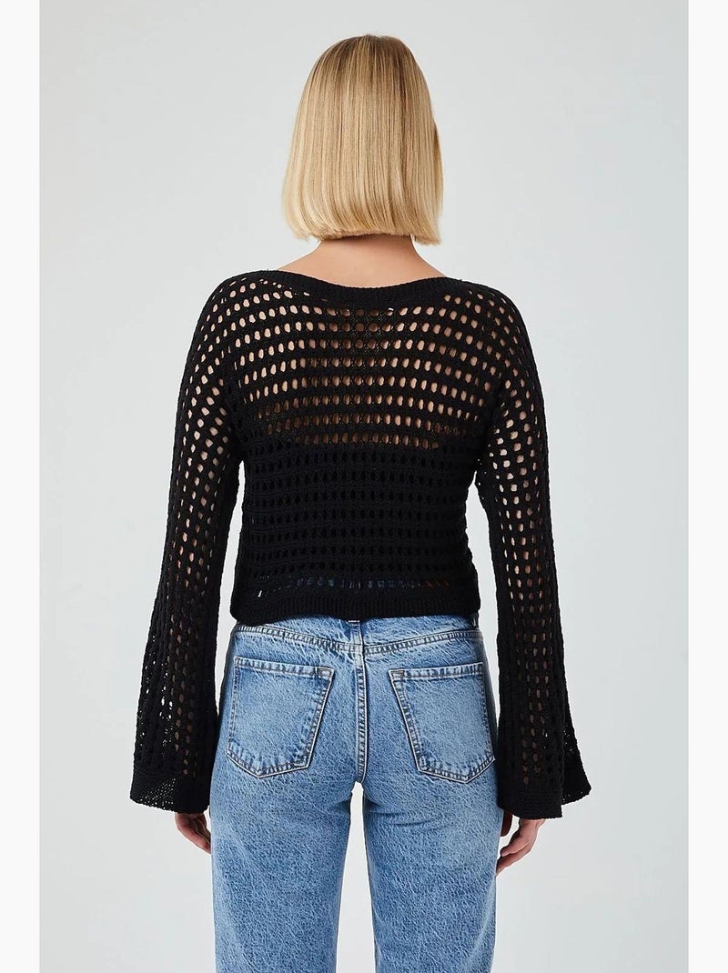 Camisola cropped com gola redonda e corte descontraído mixray Preto - Kiabi