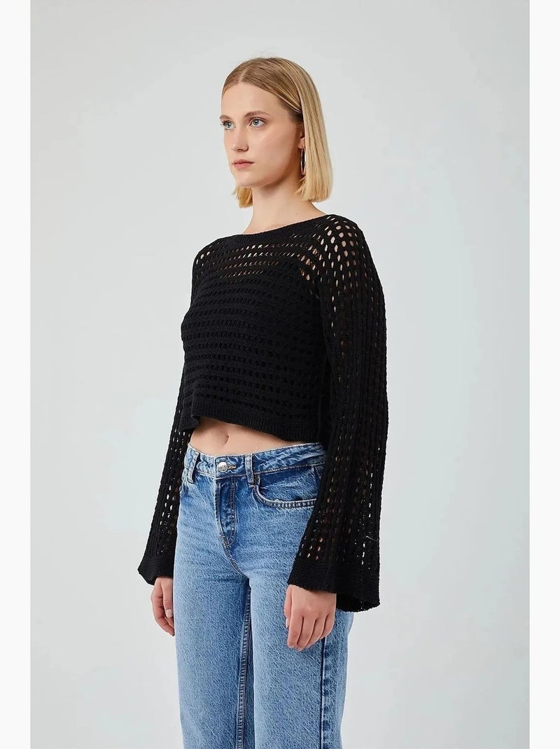 Camisola cropped com gola redonda e corte descontraído mixray Preto - Kiabi