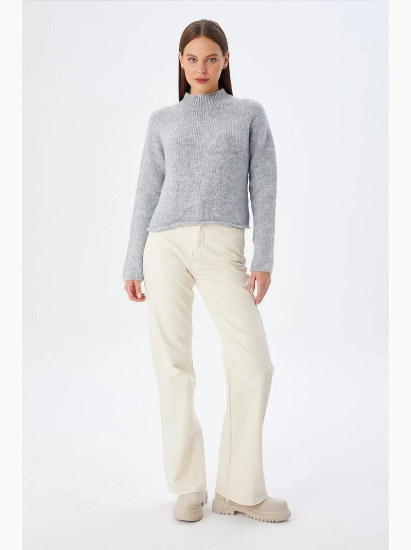Camisola cropped de malha texturizada para mulher mixray Cinza - Kiabi