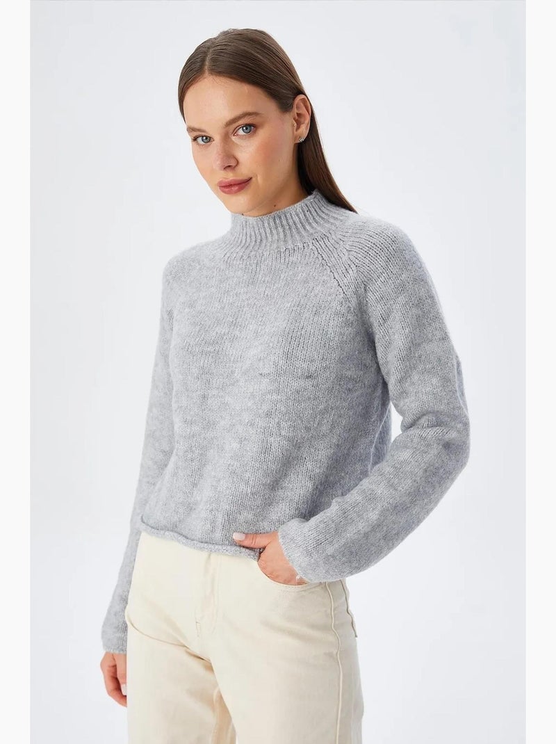 Camisola cropped de malha texturizada para mulher mixray Cinza - Kiabi