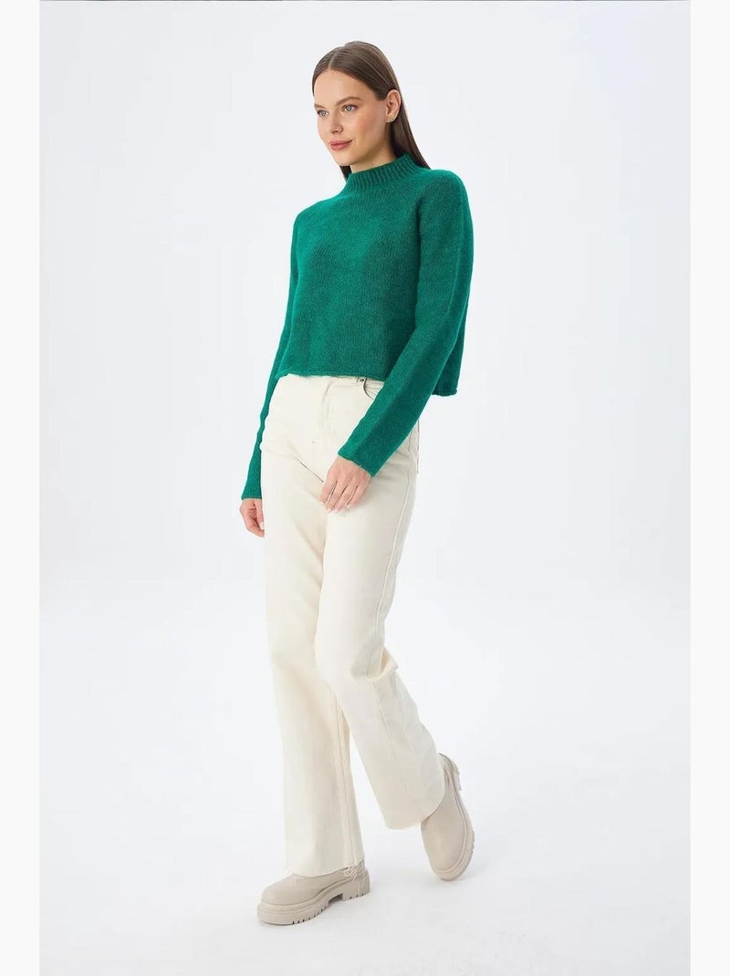 Camisola cropped de malha texturizada para mulher mixray Verde - Kiabi