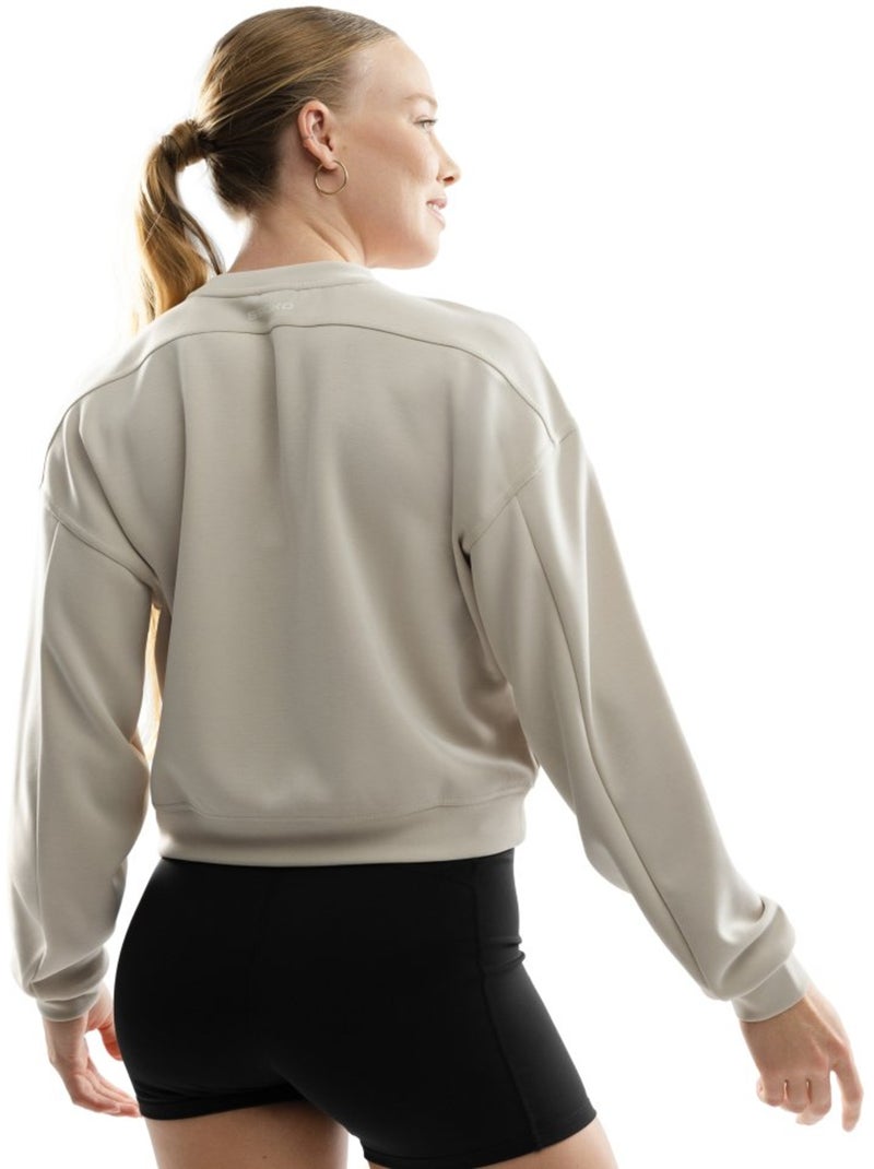 Camisola cropped de treino para mulher Bege - Kiabi