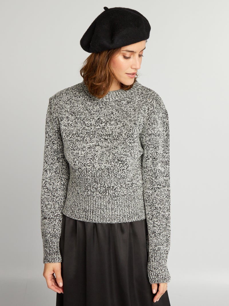 Camisola cropped em malha mesclada CINZA - Kiabi