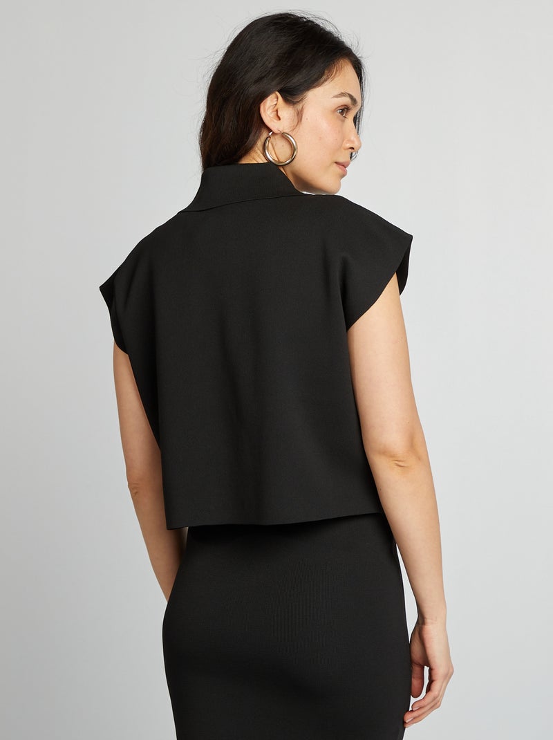 Camisola cropped estilo blazer Preto - Kiabi