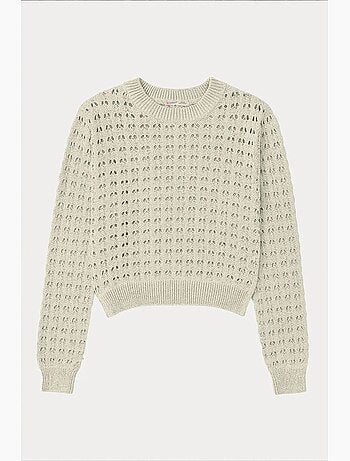 Camisola cropped relaxed em malha texturada com decote redondo mixray