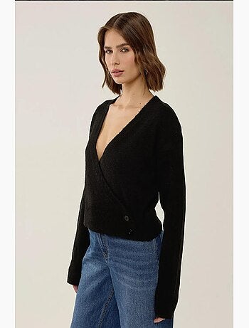Camisola cruzada com decote em v e botões hiccup