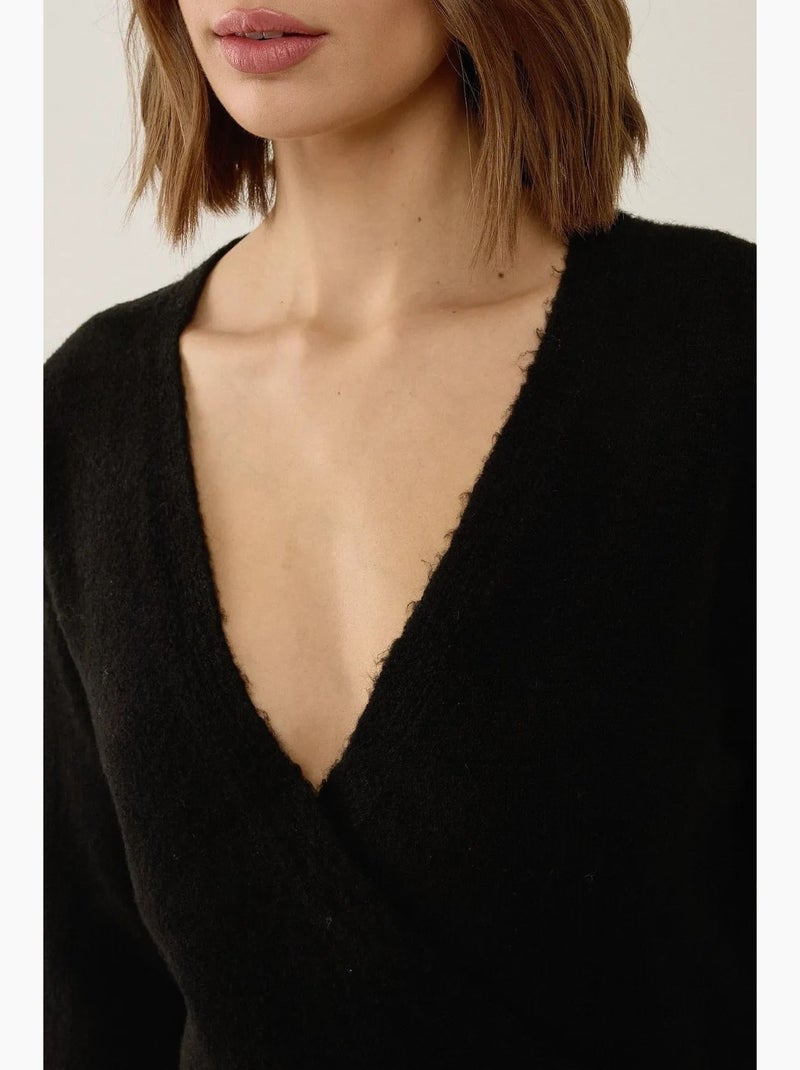 Camisola cruzada com decote em v e botões hiccup Preto - Kiabi