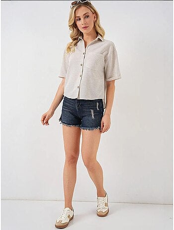 Camisola curta com aspeto de linho bdart