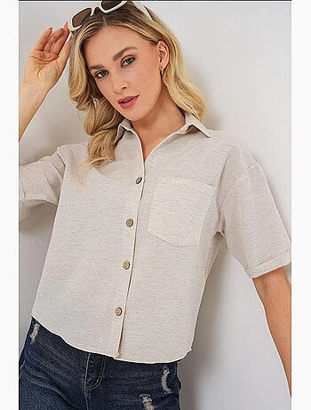 Camisola curta com aspeto de linho bdart