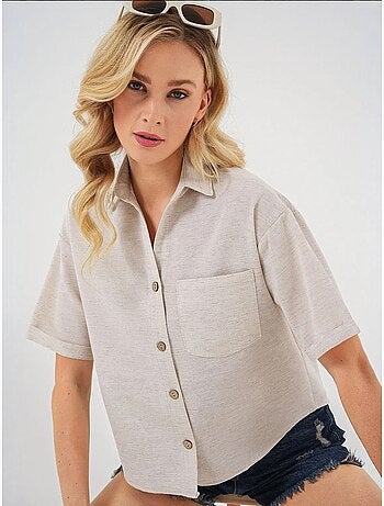 Camisola curta com aspeto de linho bdart