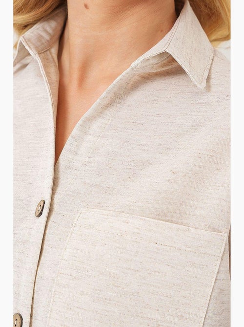 Camisola curta com aspeto de linho bdart - Kiabi Camisola curta com aspeto de linho bdart - Kiabi