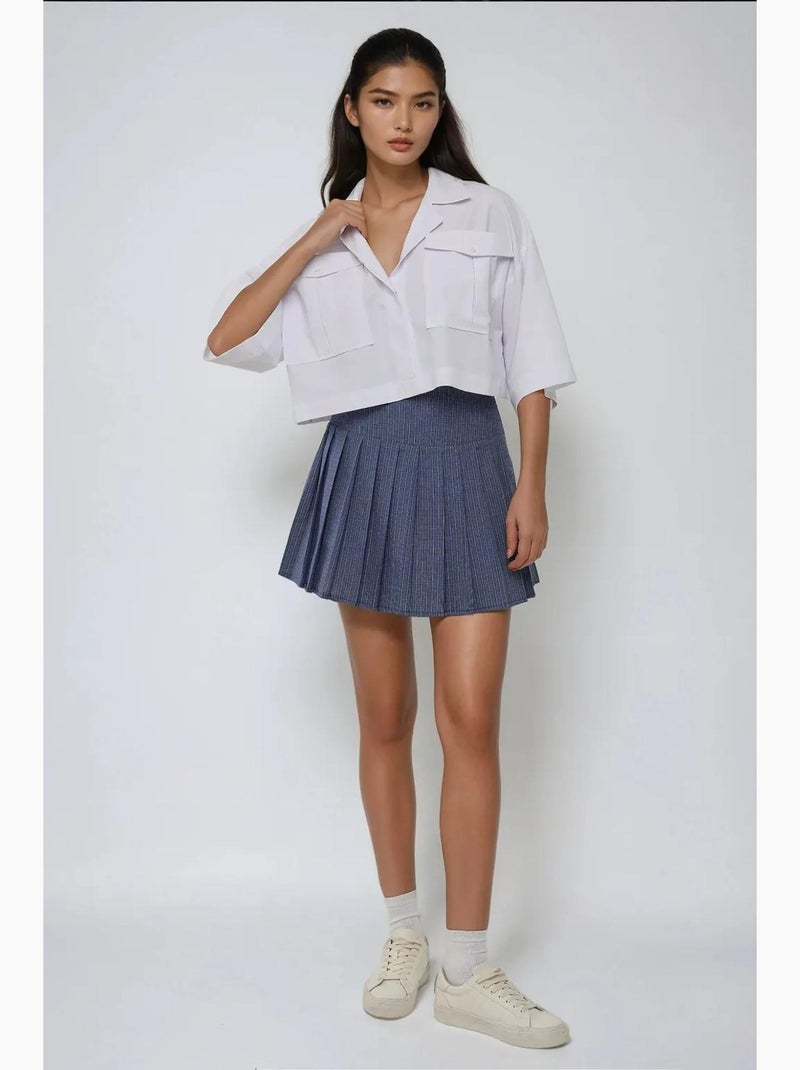 Camisola curta com detalhe de bolso hiccup Branco - Kiabi