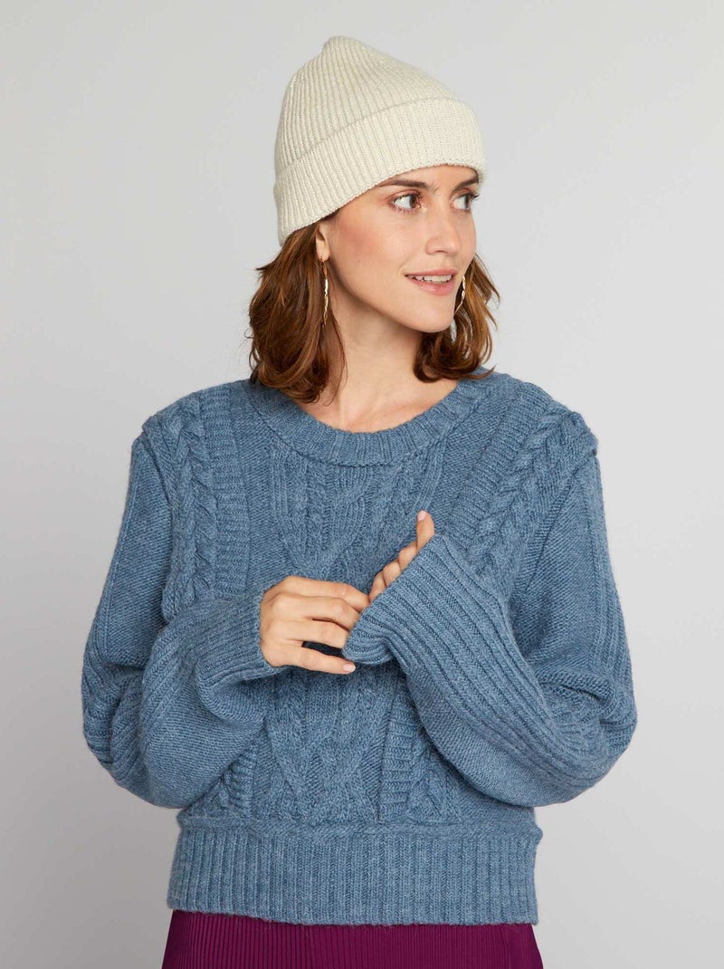 Camisola curta em malha AZUL - Kiabi
