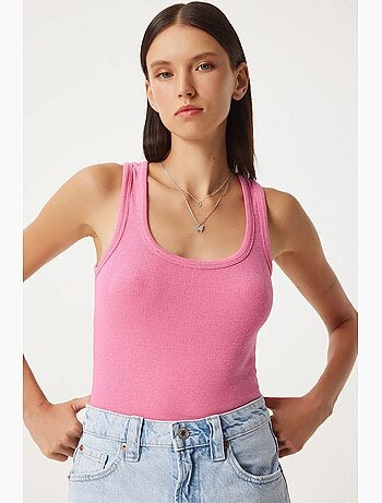 Camisola de alças ajustada em algodão com decote em u istanbul