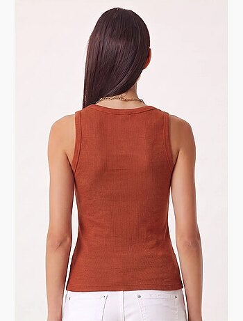 Camisola de alças ajustada em algodão com decote em u istanbul