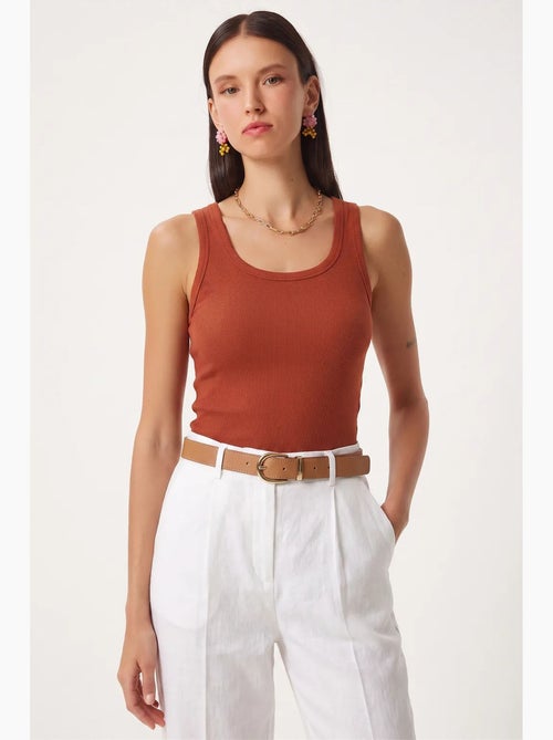 Camisola de alças ajustada em algodão com decote em u istanbul - Kiabi Camisola de alças ajustada em algodão com decote em u istanbul - Kiabi
