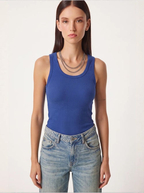 Camisola de alças ajustada em malha com decote em u, pack de 2 istanbul - Kiabi Camisola de alças ajustada em malha com decote em u, pack de 2 istanbul - Kiabi